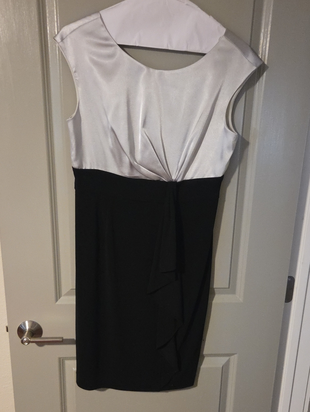 London Style Two-Tone Silver and Black Midi Dress